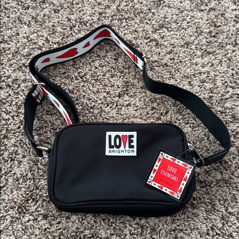 Brighton Black and Red Heart Crossbody Bag